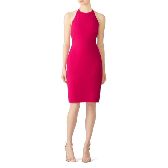 Badgley Mischka Magenta Bow Back Dress Size 0 - Picture 2 of 11